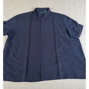 MENS SHIRT 3X Blue Cubavera Button Camp Shirt Pleated Vacation Cruise